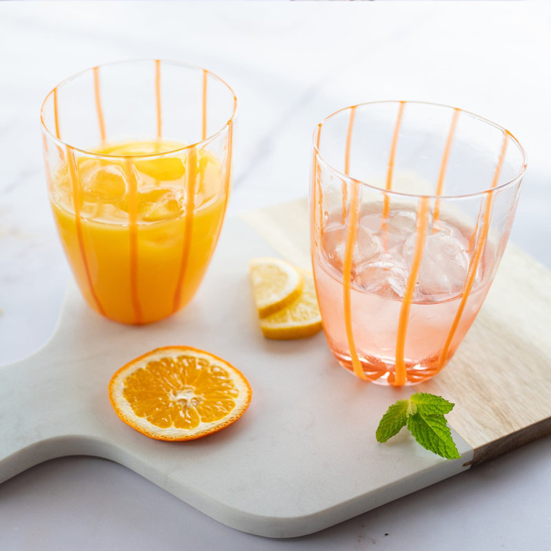 Verre à vin sans pied Nuovo, Transparent / orange