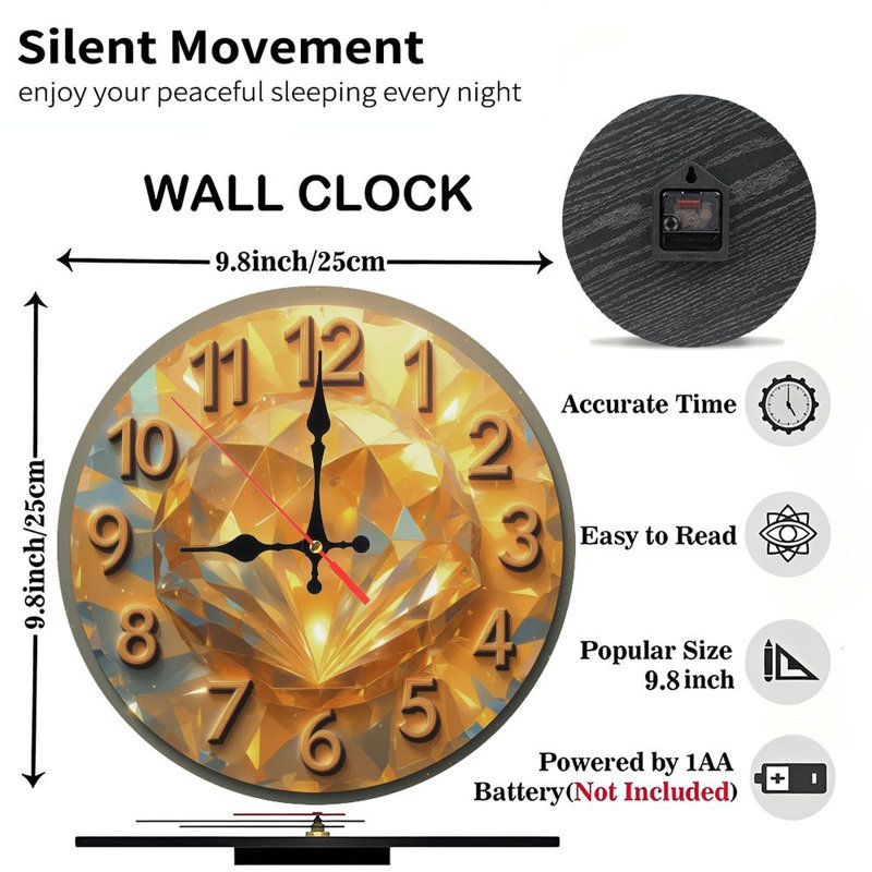 Chiffres de l'horloge dorée