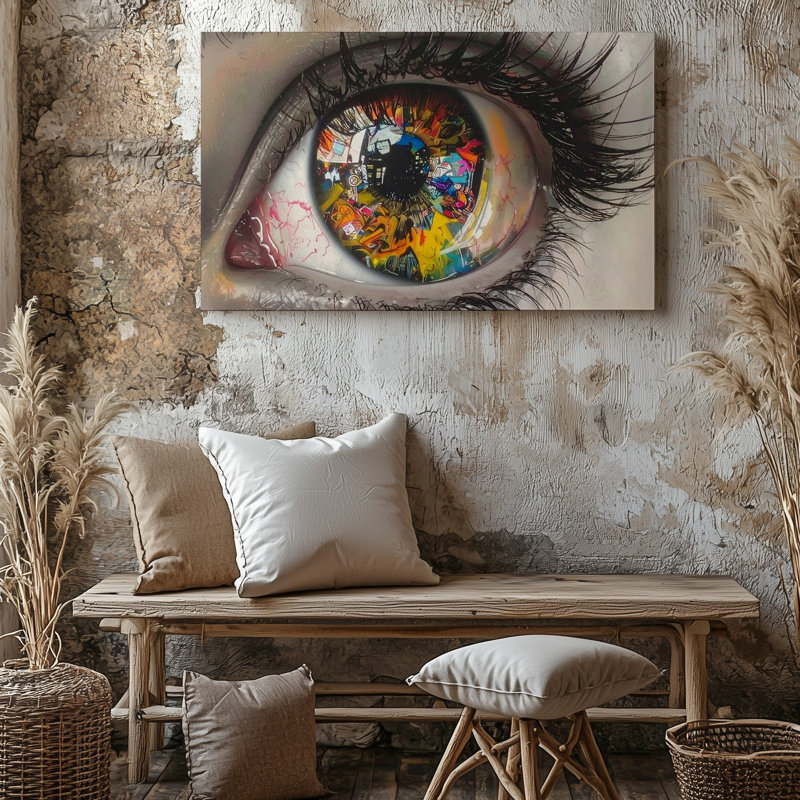 «Graffiti Eye Canvashyperrealistic Portrait with Urban Street Art», H 16 po x l 20 po