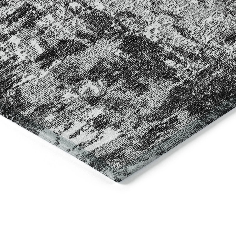 Tapis extérieur gris anthracite lavable abstrait 3 pi x 5 pi