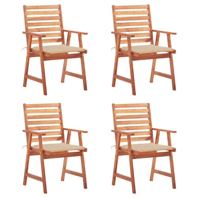 Chaise de patio avec coussin en teck, Beige