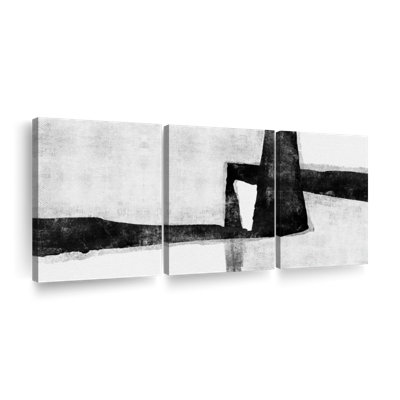 Abstrait blanc à noir abstrait III sur toile, reproduction de 3 pièces