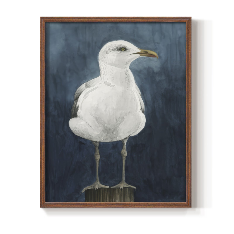 Night Gull I, reproduction encadrée - bois massif, H 30 po x l 24 po, Noyer