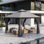 10 pi. L 10 pi. D Pavillon de jardin extérieur avec double toit, auvent spacieux avec filet et rideaux, parfait pour le patio, la pelouse et la cour-122500947