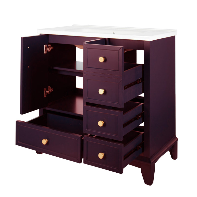 Meuble-lavabo classique 36 "avec lavabo en céramique, Mauve