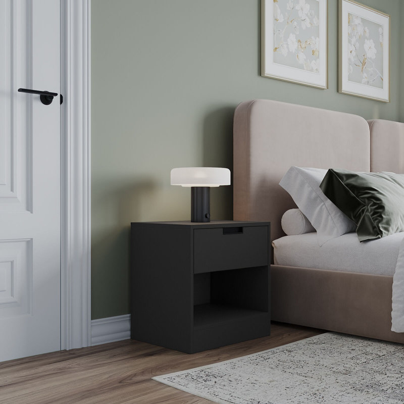 Skylir 45cm W Metal Bedside Table, Black