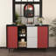 Buffet Buffet, armoire de rangement avec portes, 2 tiroirs avec un style de panneau unique et 2 compartiments de rangement ouverts, armoire de bar moderne pour la cuisine, la salle à manger-1108769119