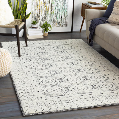 Tapis gris / crème en laine touffeté à la main Corissa