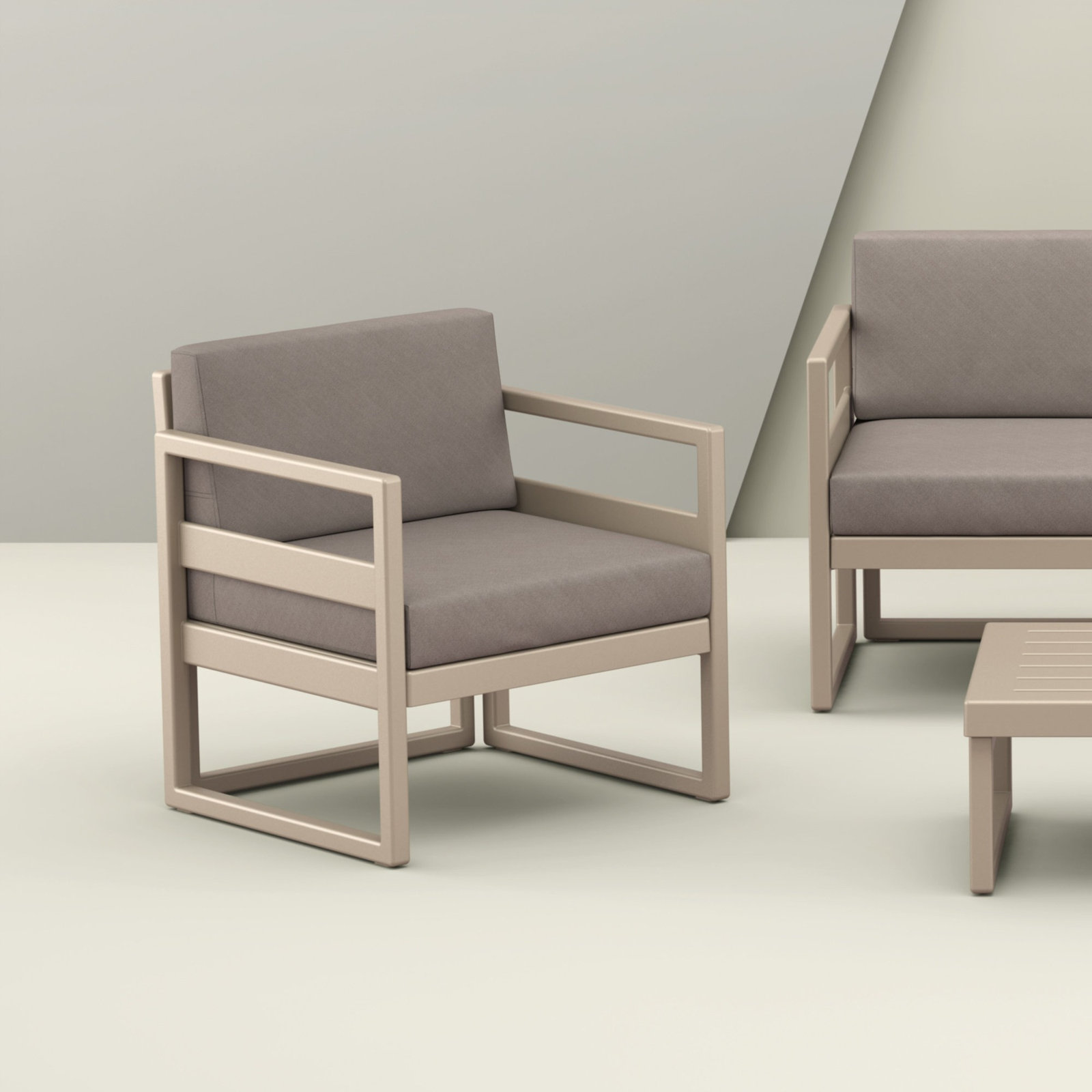 Lane Outdoor Lounge Chair, Taupe, Taupe