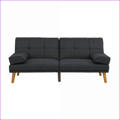 Sofas | Contemporary Black Convertible Tufted Living Room Sofa with Solid Wood Legs | Black | Solid Wood