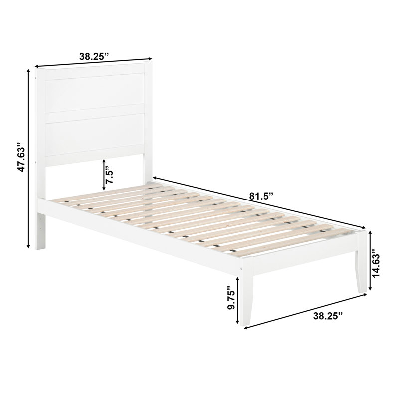  Teo Solid Wood Platform Bed, Twin XL, White