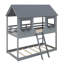 Lit superposé simple au-dessus d'un lit simple en bois avec toit-1116814472