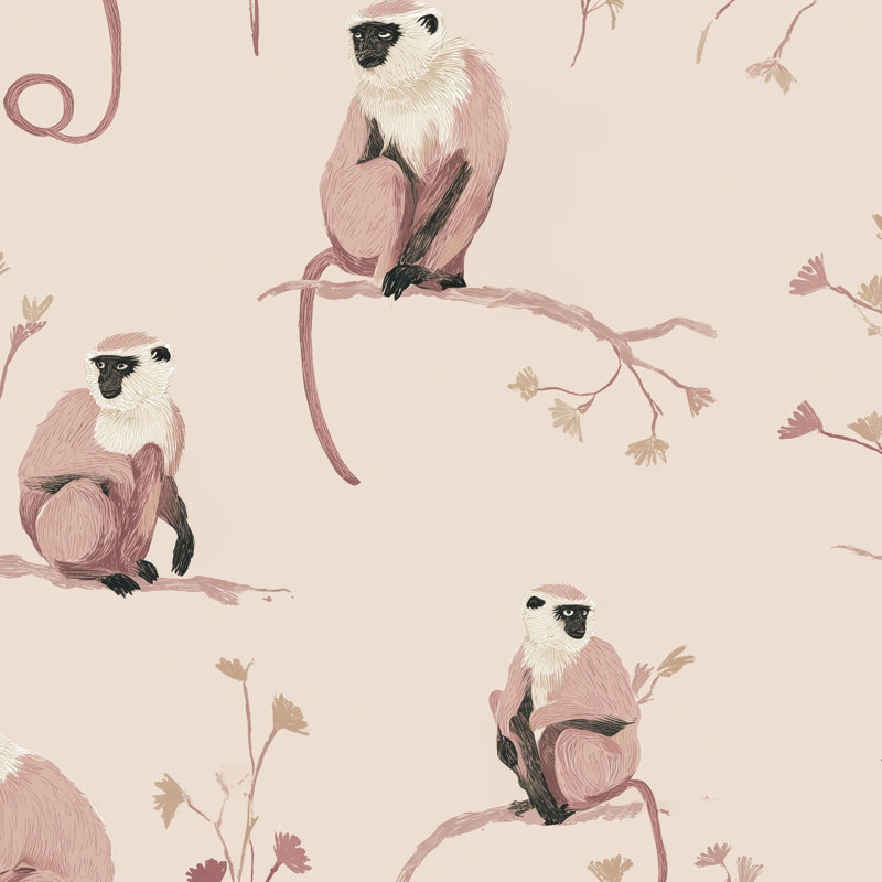 Papier peint nature fantaisiste Monkeys, Peler et coller