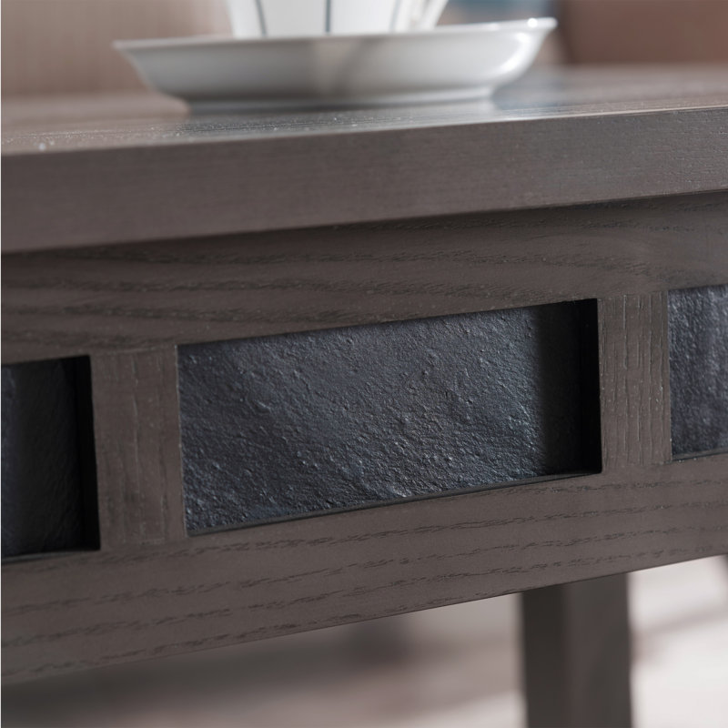 Rustic Solid Wood Slate Coffee Table, Smoke Gray