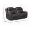 Canapé inclinable à deux places Berty, console et porte-gobelets, tissu gris-135371842