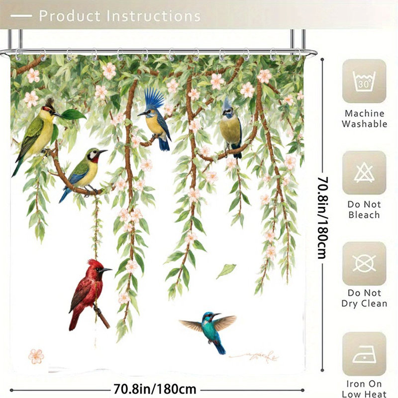 Rideaux de douche Spring Birds Floral, 71 × 71