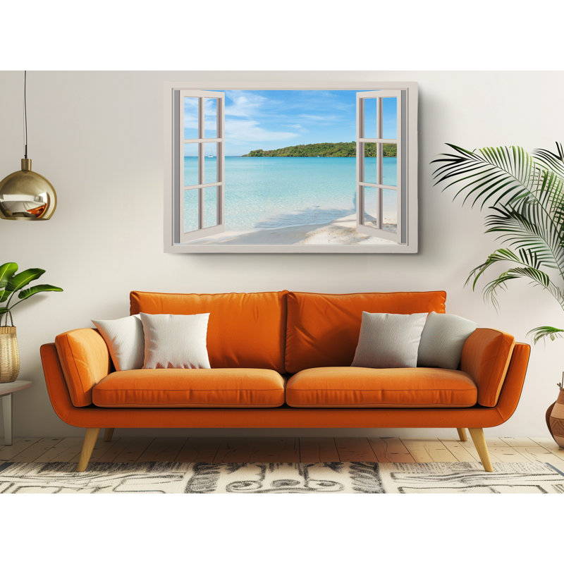 «Beach Island View From Window», reproduction sur toile, H 40 po x l 60 po