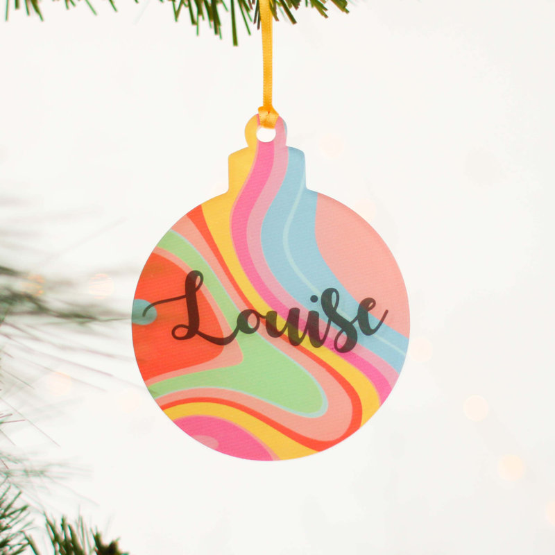 Personalised Christmas Decoration, Bright Swirl, Yes