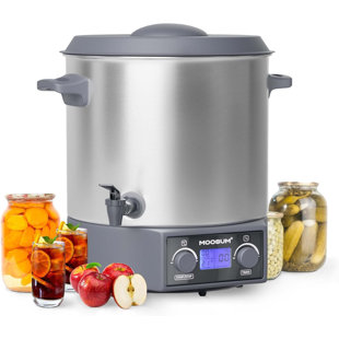 Chauffe-eau électrique MOOSUM 27 pte avec minuterie - Contrôle automatique de la température 86-212 ° F, avec support et couvercle, pour la mise en conserve, les chauffe-aliments, le distributeur de boissons chaudes