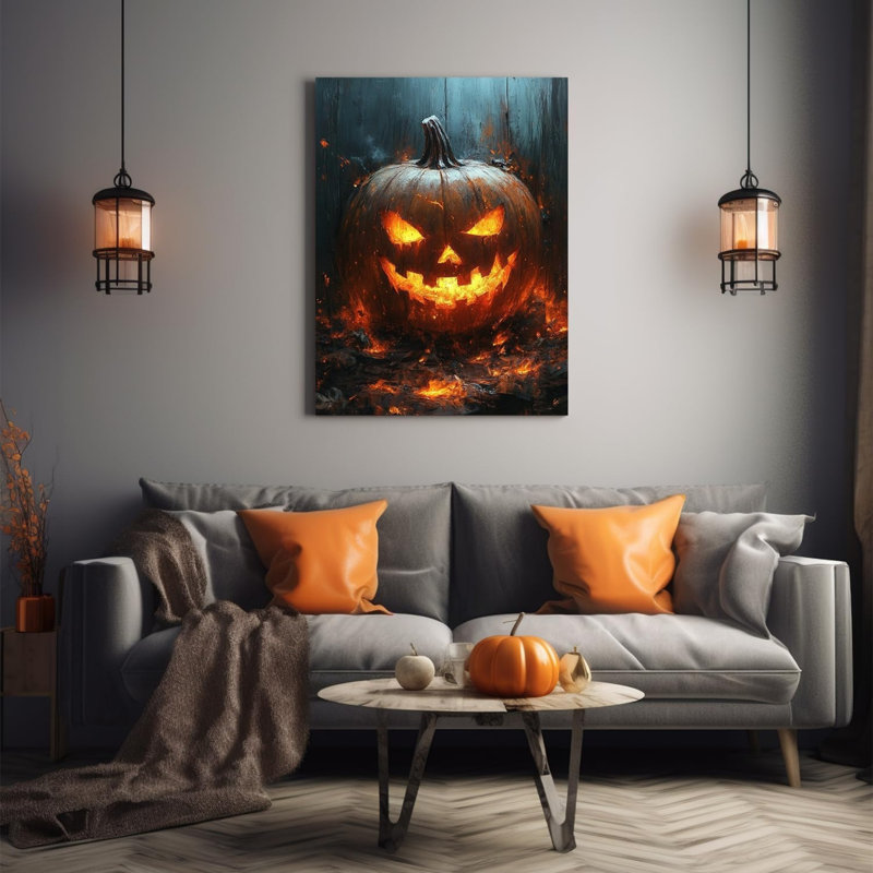 Art mural 24 po x 36 po Glow Demon Pumpkin