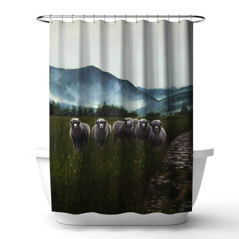 Shower Curtain AN510 – Polyester Shower Curtain, Dye Sublimation Print, 71" W × 74" L