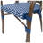 Set of 2 Bistro Chairs with Woven Rattan Backs and Aluminum Frames in White and Navy