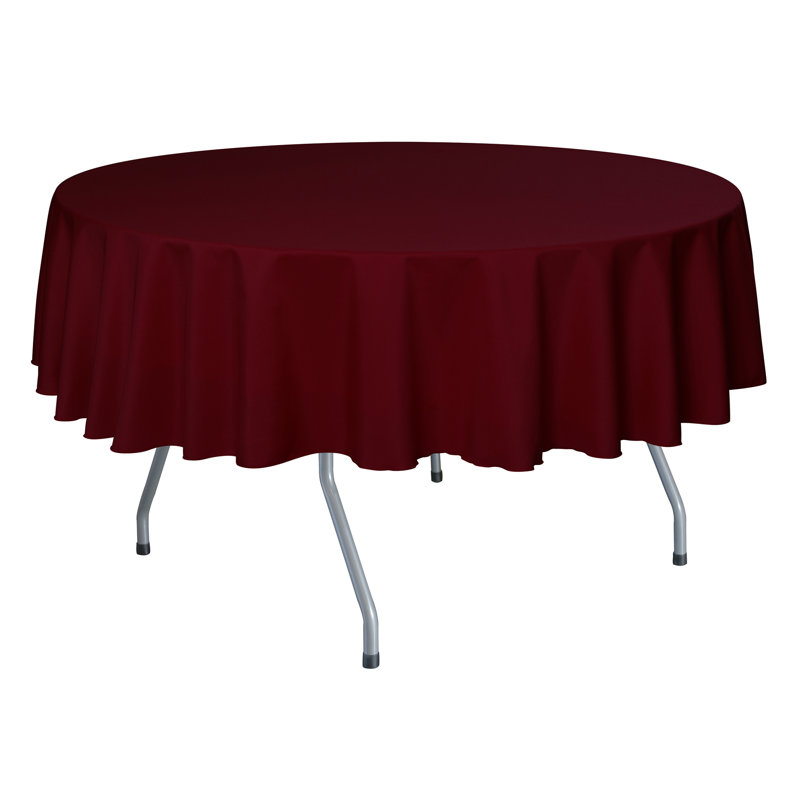 Ultimate Textile - Round Polyester Linen Tablecloth, 84" x 84", 3, Cherry Red