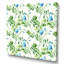 Feuilles tropicales avec petites fleurs bleues - peinture sur toile-67407140-67407141