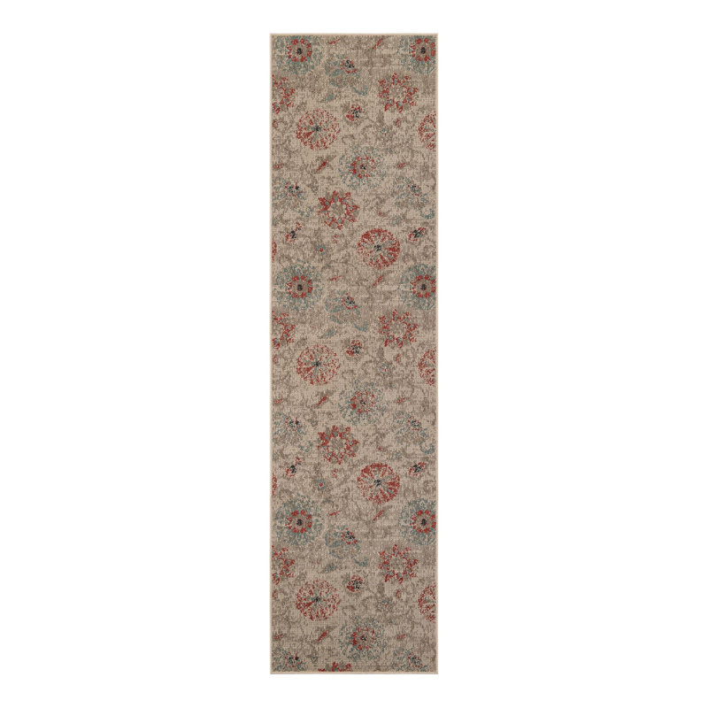 Indoor/Outdoor Botanical Area Rug, Runner 2'7" x 10'