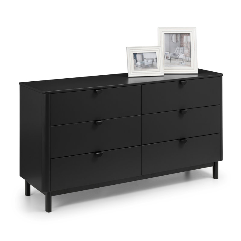 Hales 6 Drawer 55" Wide Dresser, Black