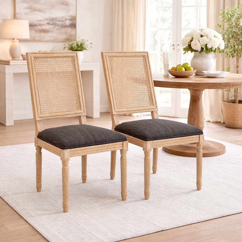 Chaises de salle à manger 2 pièces avec structure en bois massif, Brun