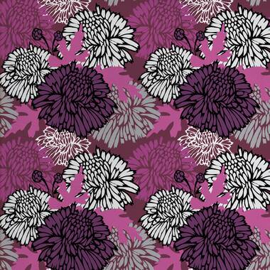 Ambesonne Purple and Black Fabric by The Yard, Scattered Round Big