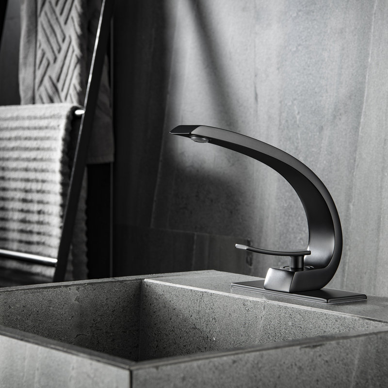 Single Hole Bathroom Faucet Single Handle Bathroom Sink Faucet with 6" Cover, Matt Black