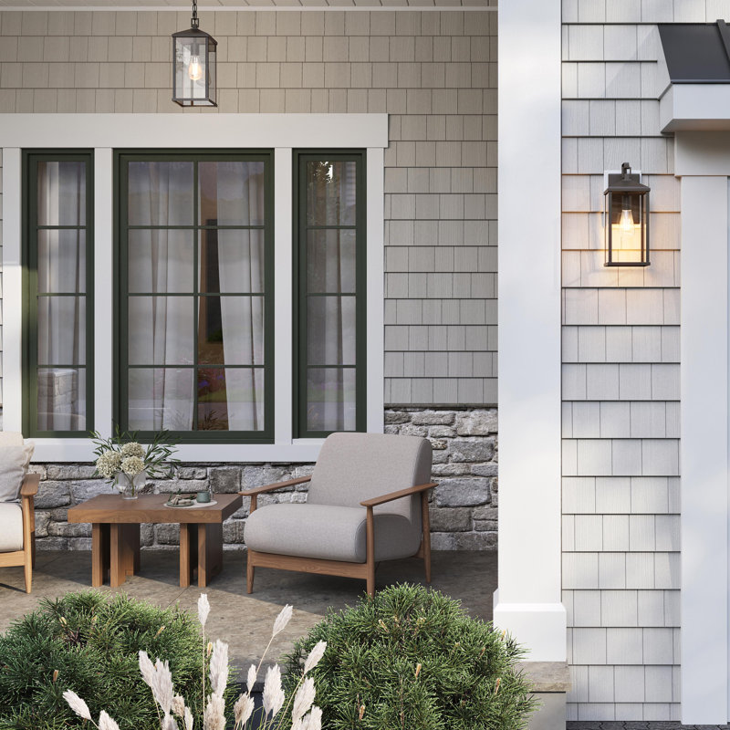 Cantley 15" 1-Light Large Antique Bronze Outdoor Wall Lantern with Clear Glass Panels, Antique Bronze