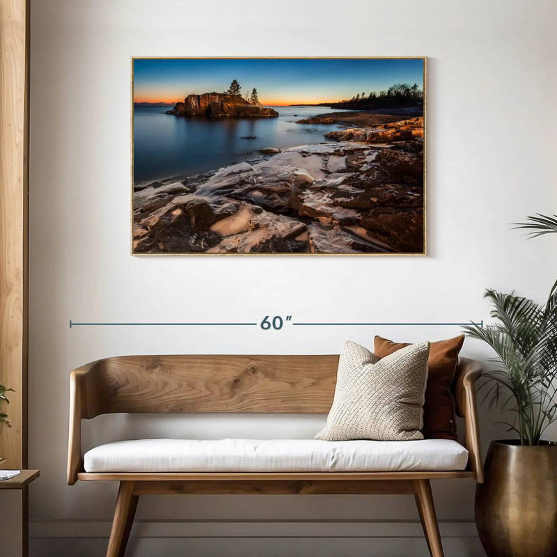 Lac Supérieur au crépuscule, Cadre flottant en bois naturel, 43 po x 29 po