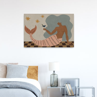 «Mermaid Martini Elegant Retro Vintage Tropical Landscape», reproduction d'art mural