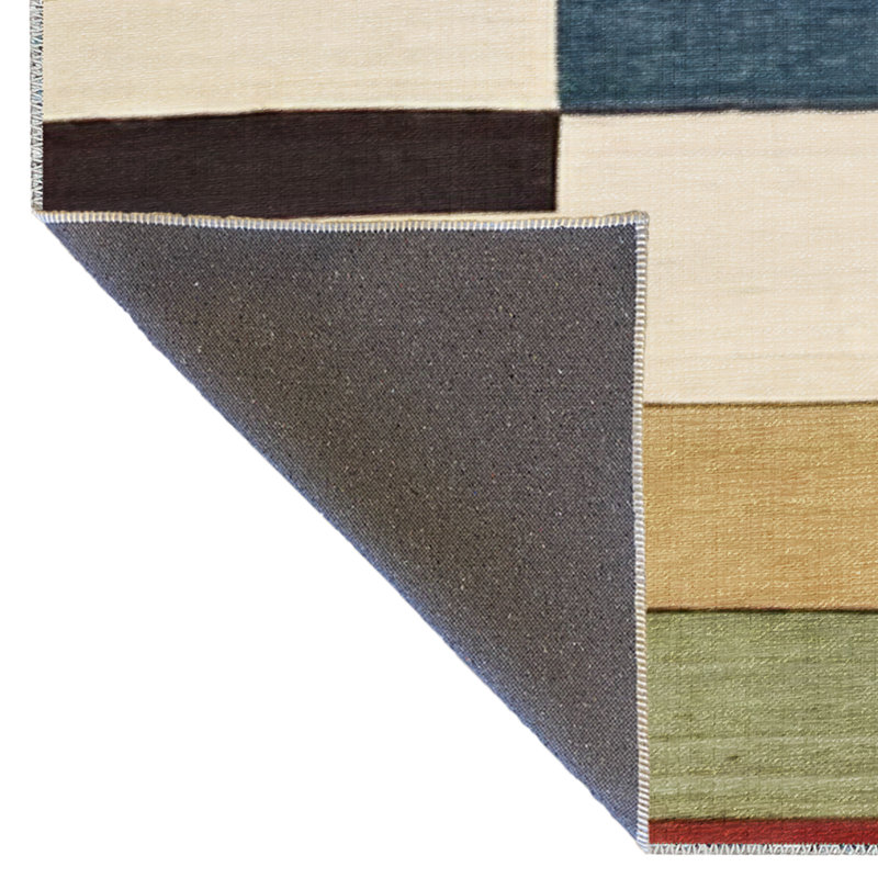 Tapis décoratif moderne multicolore, Rectangle 4 pi 11,06 po x 9 pi 10,11 po