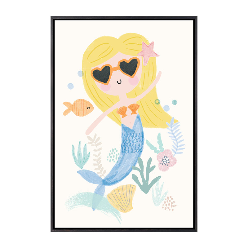 «Everyday Under the Sea III» par Lisa Barlow - impression d'art graphique, Pas de tapis, Toile avec cadre noir patiné
