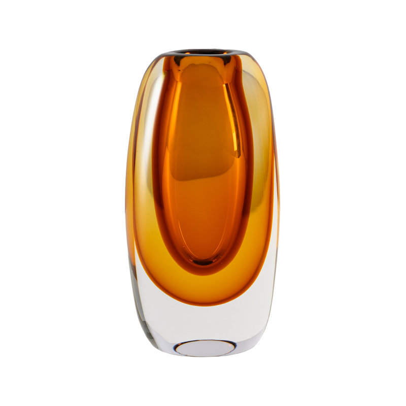  Handblown Amber Capsule Glass Bud Vase, Tabletop, Mantel & Floral Centerpiece, Wedding, Home And Event Styling, Fall Decoration, 4.7" Diameter & 8.8" Tall