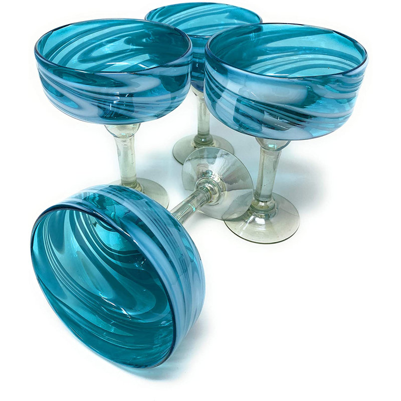 Verre à vin 16 oz. Corena Verres à margarita - Design tourbillon turquoise