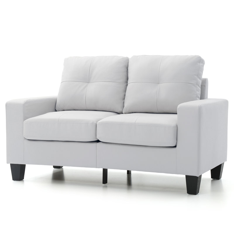 Vegas Upholstered 58'' Loveseat, White Faux Leather