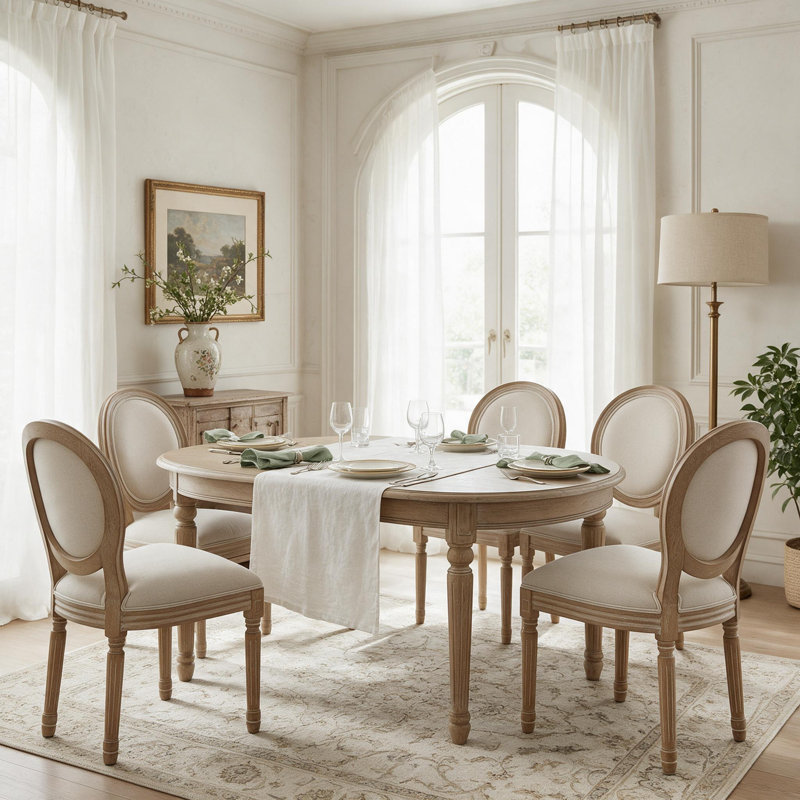 Chaises de salle à manger en bois massif à hauteur de siège H 20,25 po Fornear, Beige