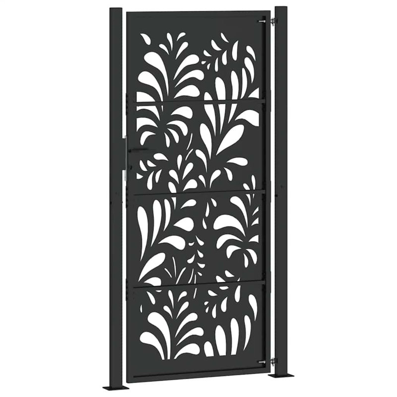 Barrière de jardin en acier vidaXL noir 105 x 205 cm, Noir, 39,4 po x 78,7 po