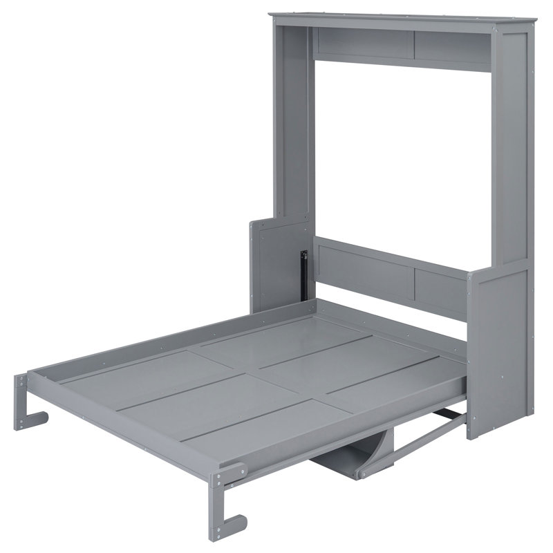 Queen Size Murphy Bed With A Shelf, Gray