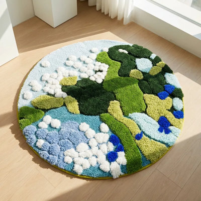 Tapis de dessin animé de fleurs colorées 3D, tapis de couloir de salle de bain ultra doux et antidérapant, tapis de sol unique lavable à la machine Mercury Design pour l'entrée de la cuisine de la chambre à coucher