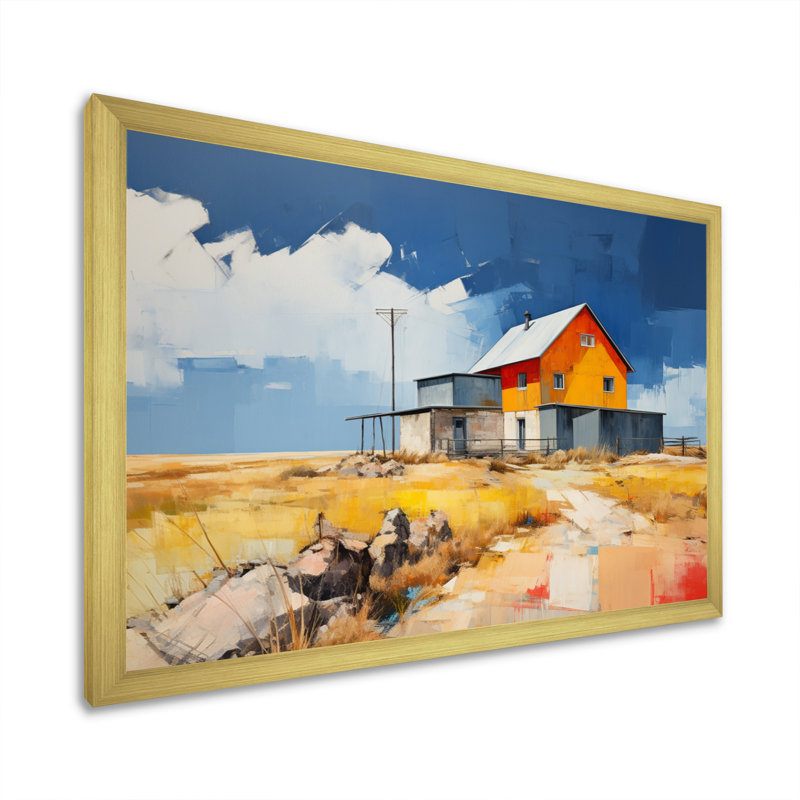 Mariele " Farmhouse Farmstead Abstraction II ", Cadre doré à une seule photo, H 16 po x l 32 po x P 1 po