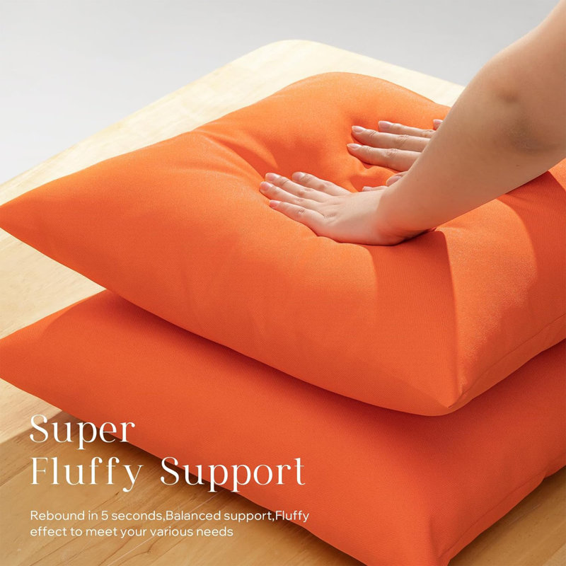 Phantoscope Outdoor Pillow Inserts - Pack Of 4 Square Form Water Resistant Decorative Throw Pillows, Square 18", Orange