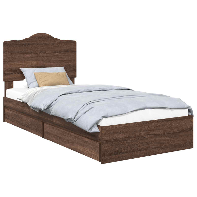 Bed, Brown Oak, Small Single (2'6)