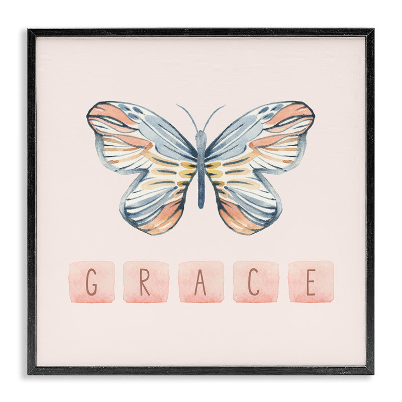 «Grace with Butterfly», estampe numérique encadrée par Blue Chair Blessing, H 12 po x l 12 po, Giclée encadrée noir minuit