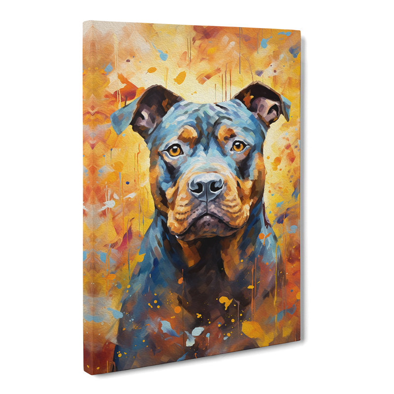 Staffordshire Bull Terrier Impressionism - Wrapped Canvas, 50cm H x 35cm W x 3cm D